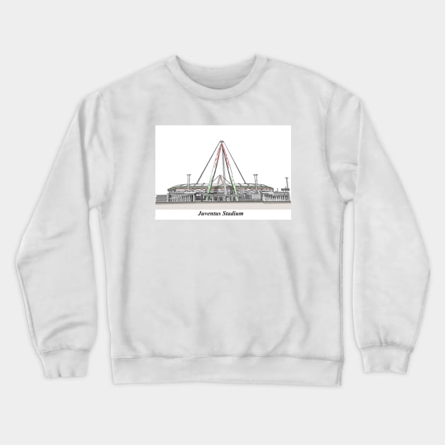 Drawing of Allianz Stadium @ Juventus FC Crewneck Sweatshirt by Roza@Artpage